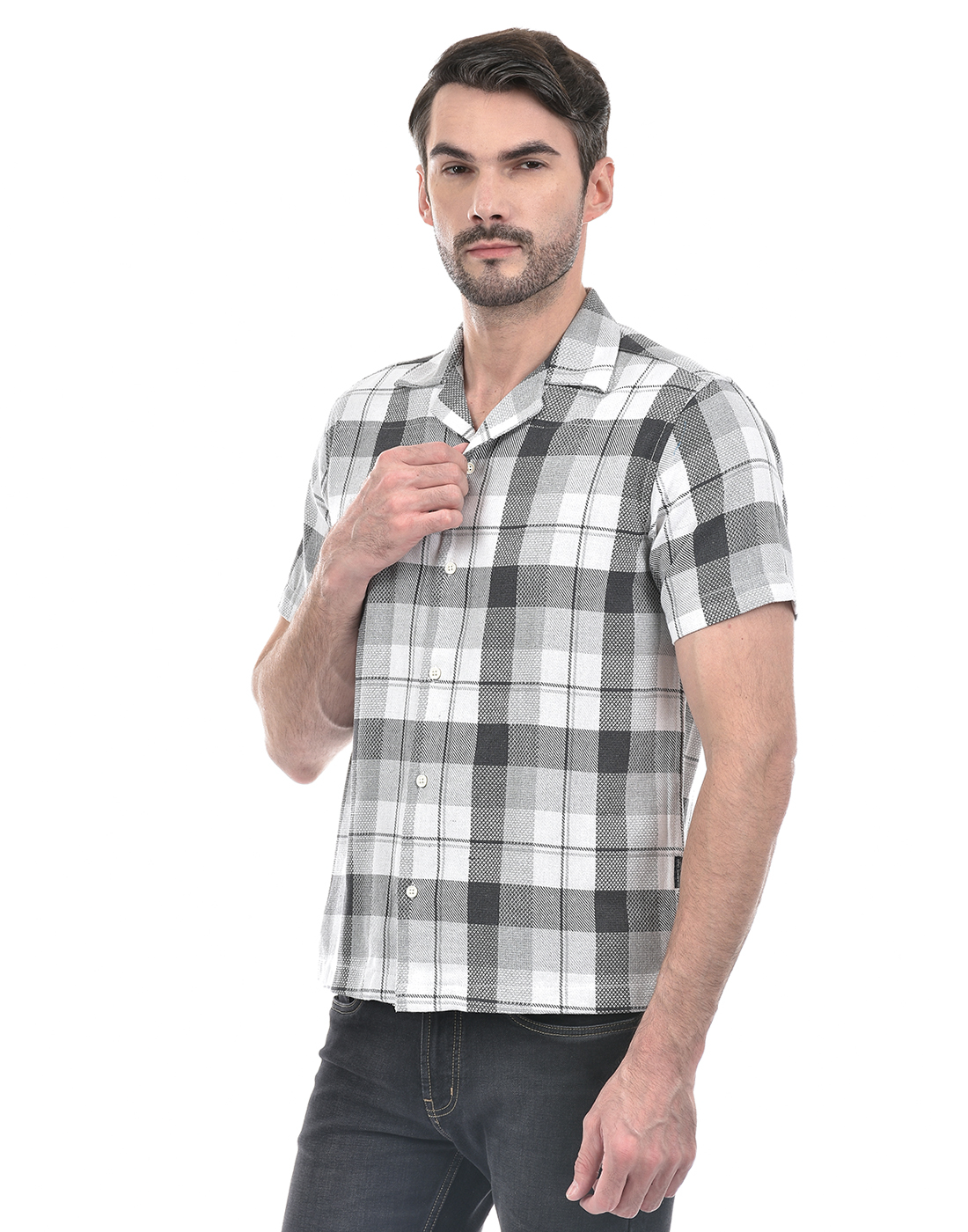 Numero Uno Men Checkered Grey Shirt